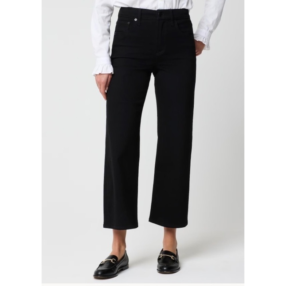 J.Crew Wide-Leg Crop Jeans Black High Rise Stretch Denim Womens 28T NWT CB373